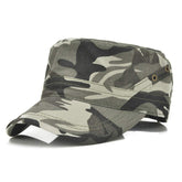 CHENGZI Unisex Army Hat Cadet Cap Twill Flat Top Cap Fashion Adjustable Baseball Hat (Camouflage)